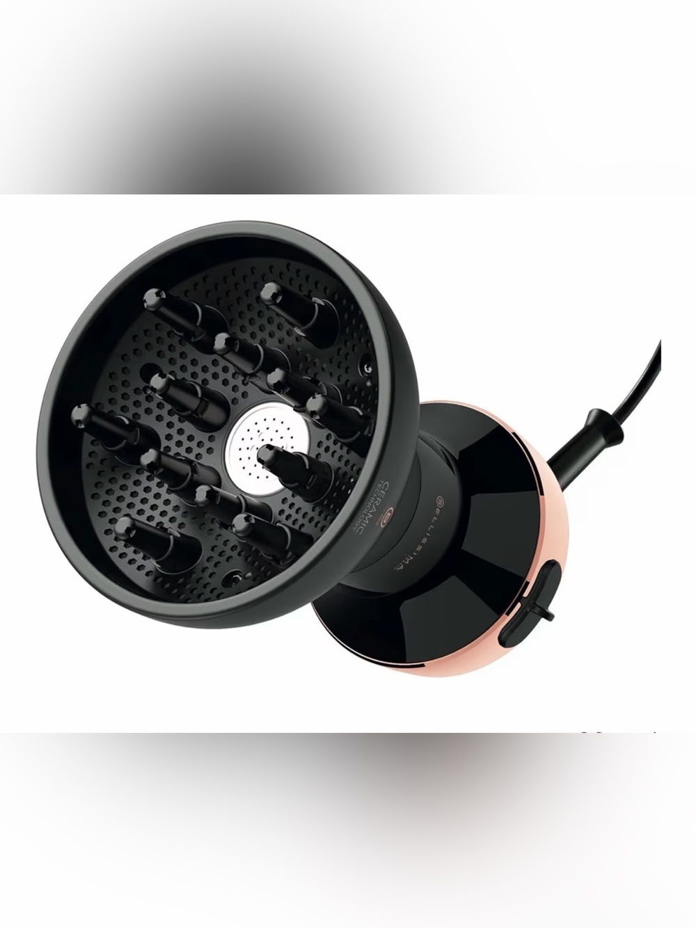New Ceramic Hair Diffuser Attachment - Black with Rose Gold Accent